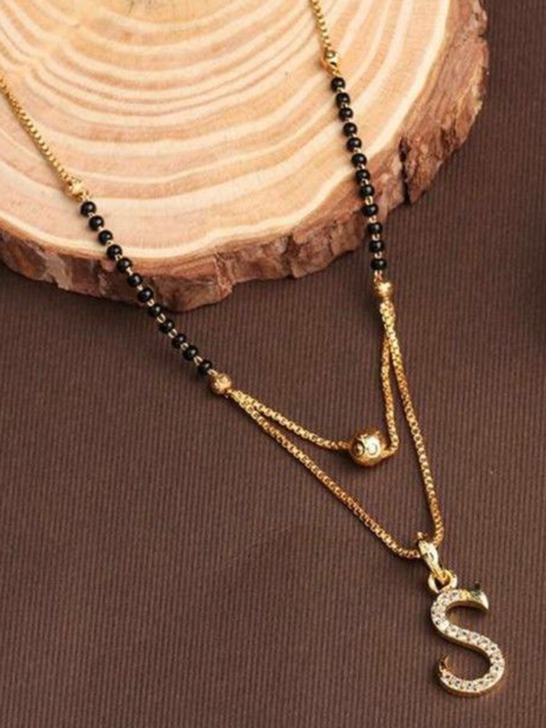 

Wynona Gold-Plated Artificial Beads Mangalsutra