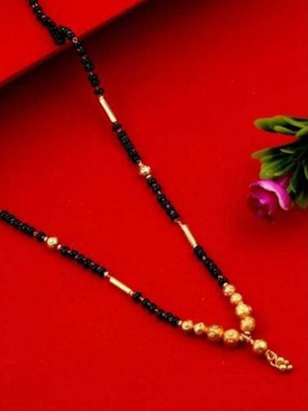 

Wynona Gold-Plated Artificial Stones and Beads Mangalsutra
