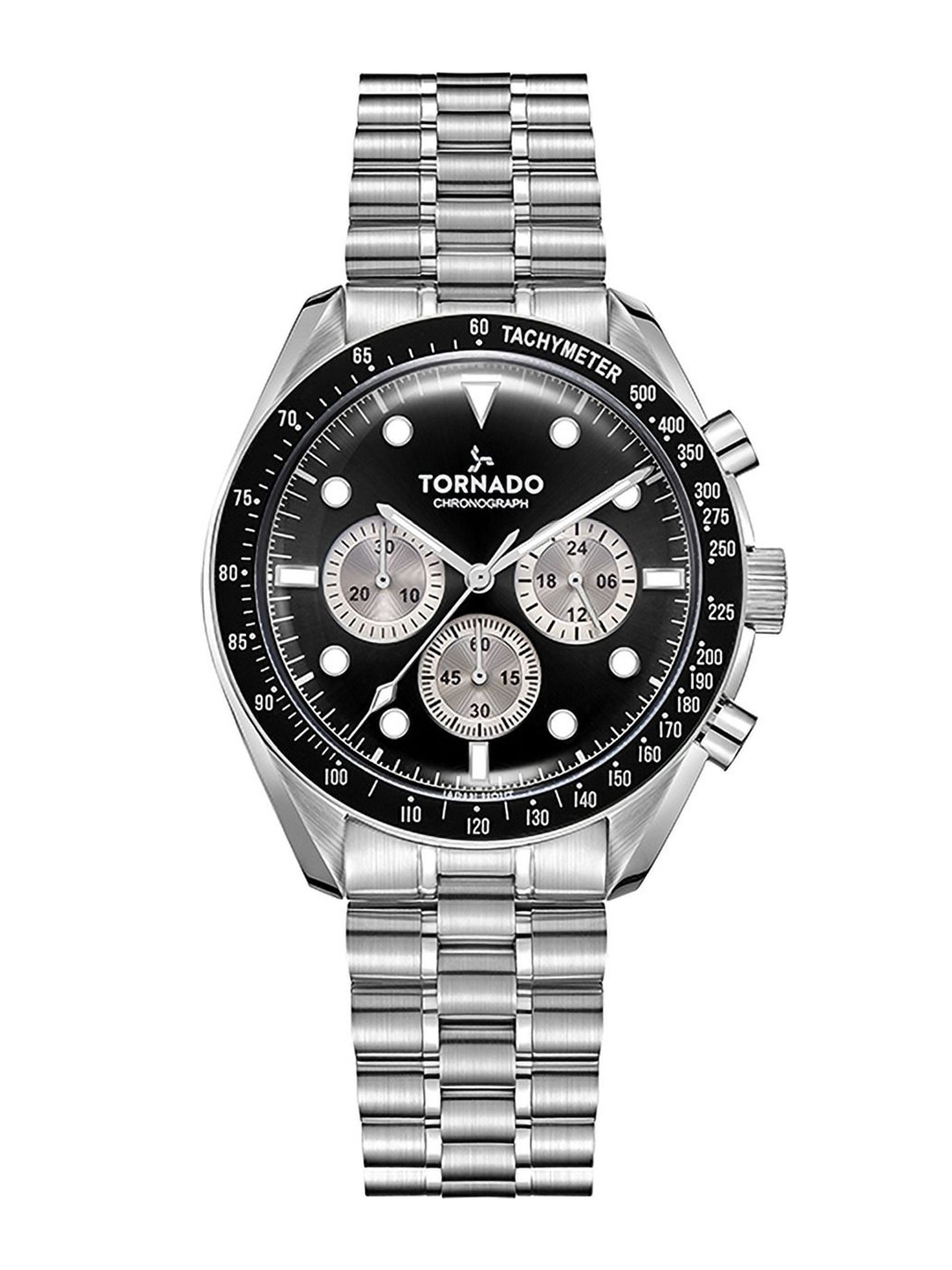 

TORNADO Men Embellished Dial & Stainless Steel Bracelet Style Straps Analogue Chronograph Watch T22103-SBSB, Black