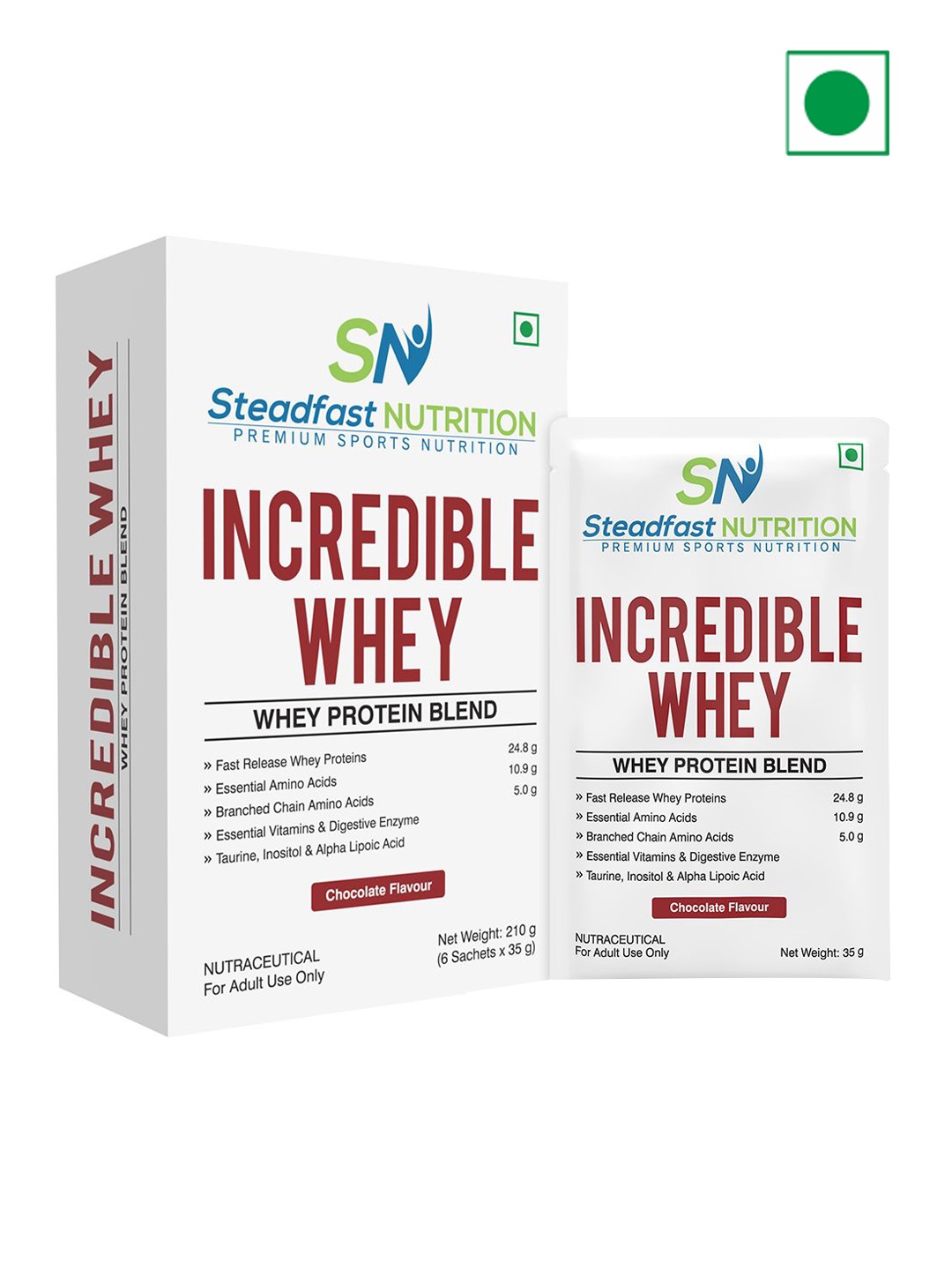 

Steadfast Nutrition Incredible Whey Protein Incredible You Chocolate 6 Sachets 210g, White