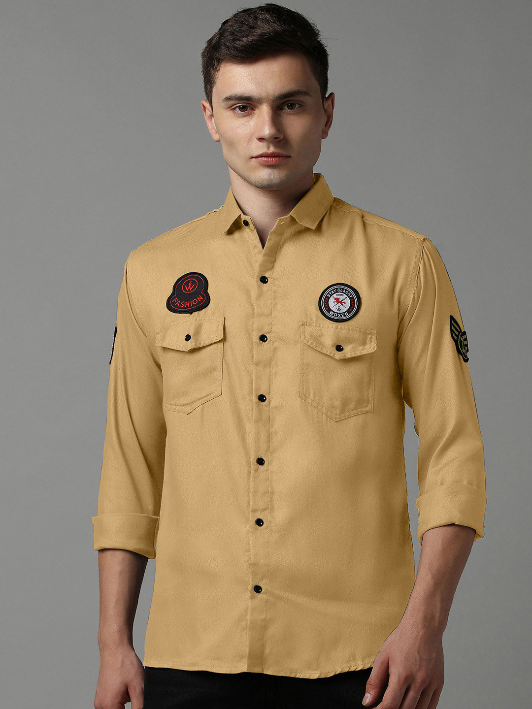 

WOXEN Men Original Opaque Casual Shirt, Brown