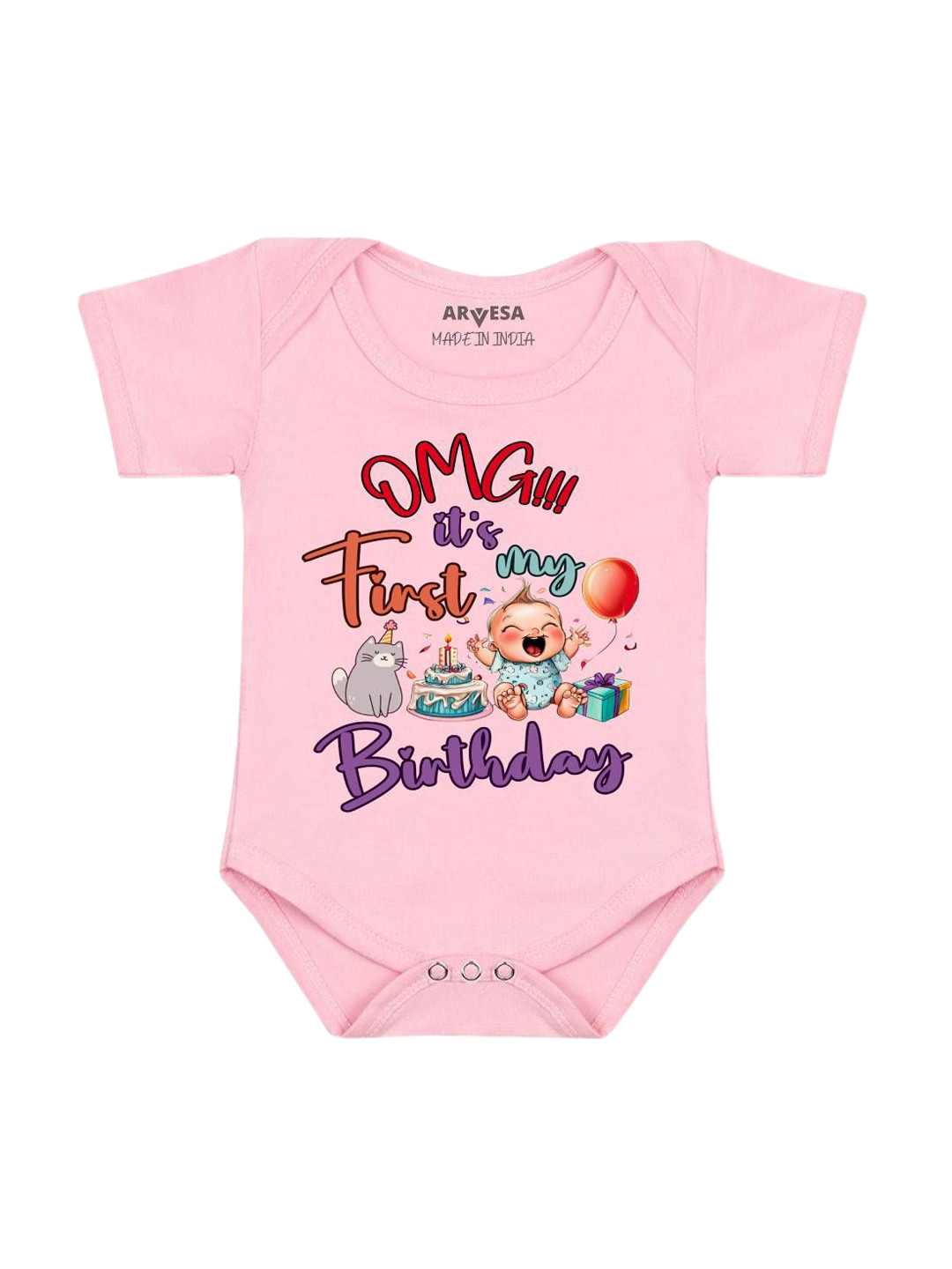 

Arvesa Infants Printed Body Suit, Pink