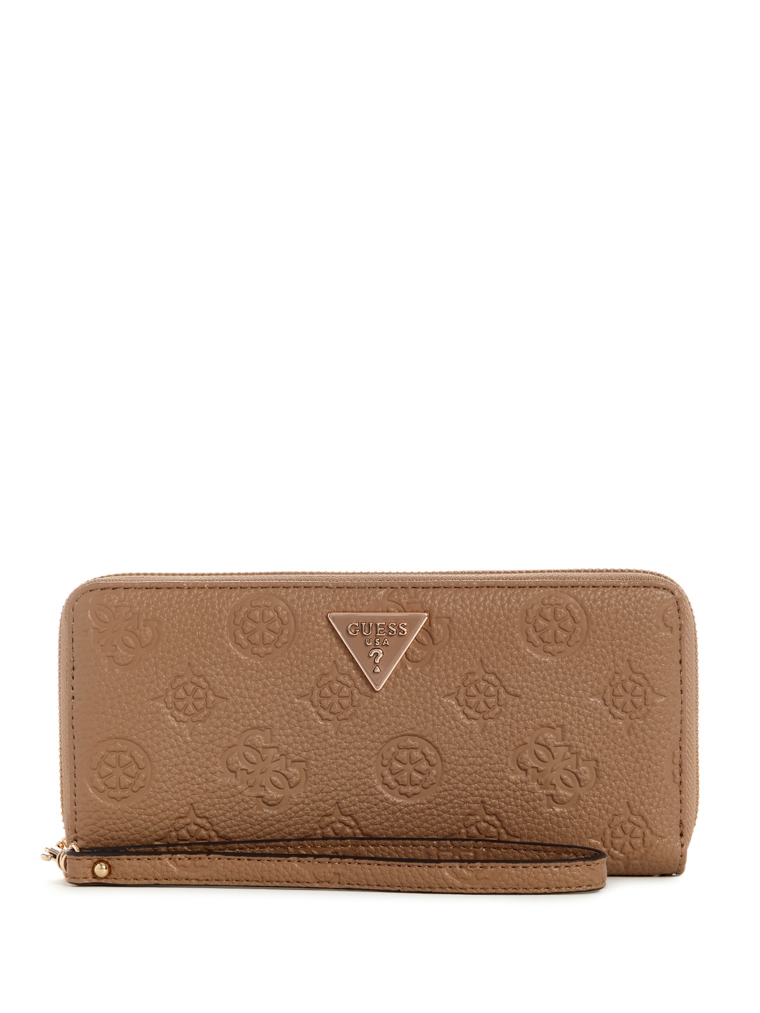 

GUESS Women Brand Logo Textured Zip Around Wallet, Brown