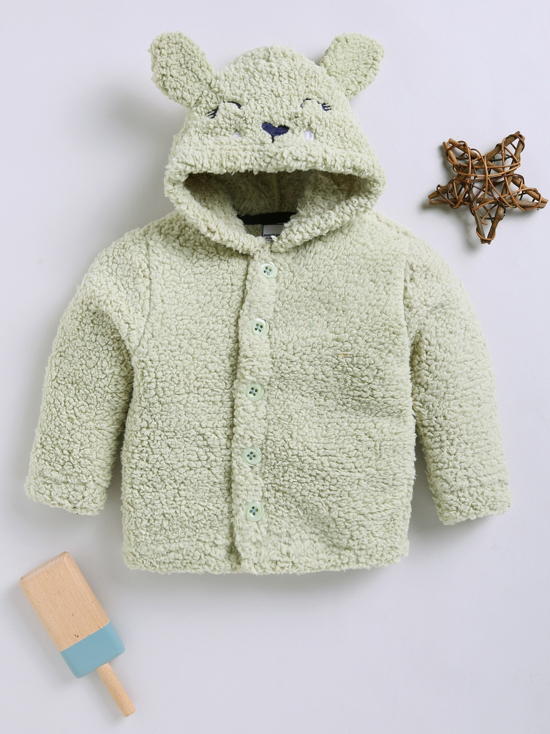 

Moms Love Infant Girls Sherpa Finish Pure Cotton Hooded Tailored Jacket, Green