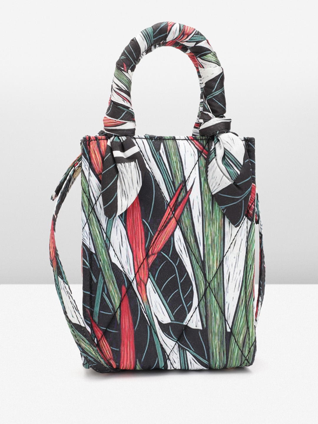 

CHARLES & KEITH Floral Printed Structured Handheld Bag, Black