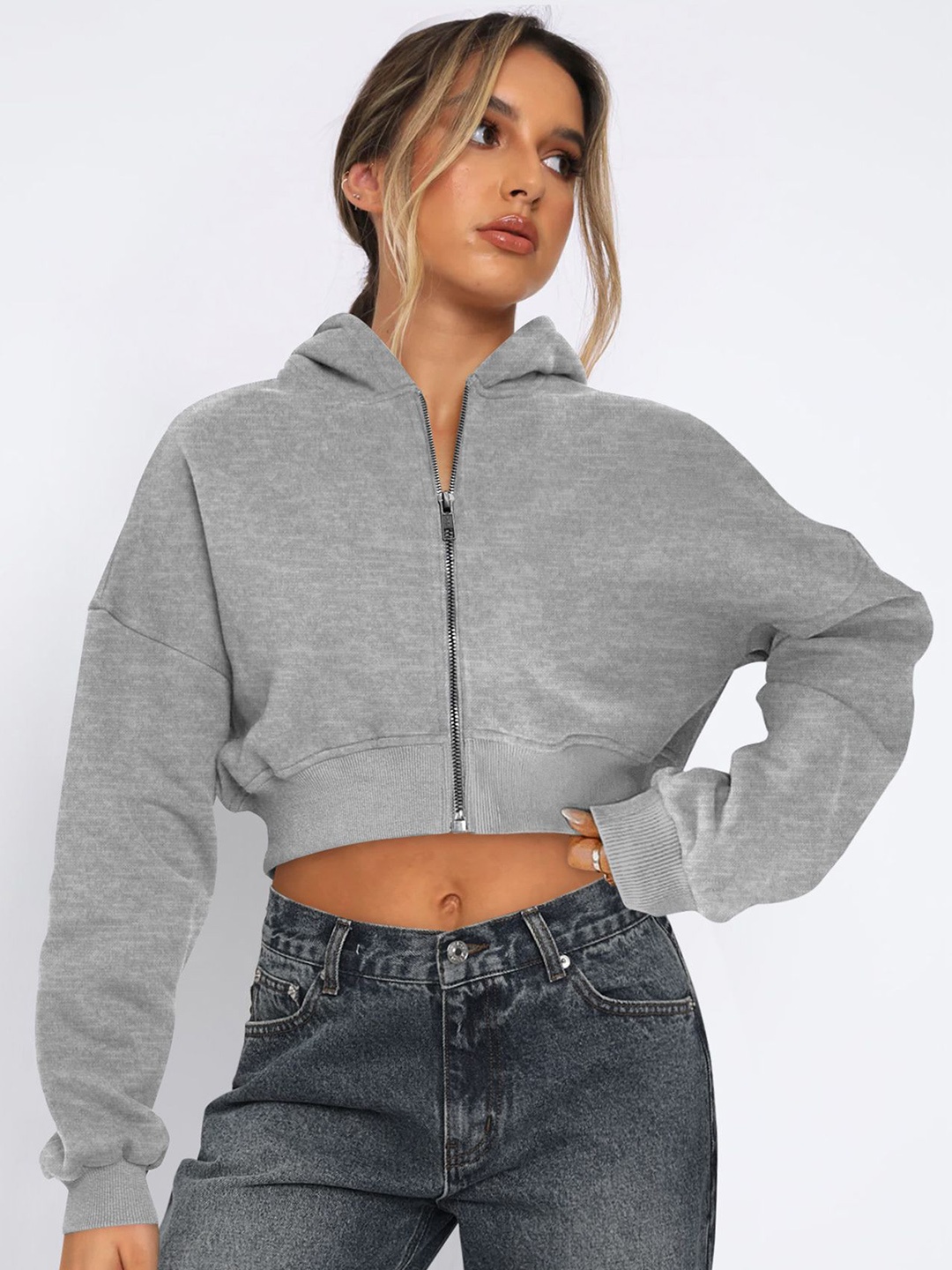 

StyleCast x Revolte Women Lightweight Crop Open Front Jacket, Grey