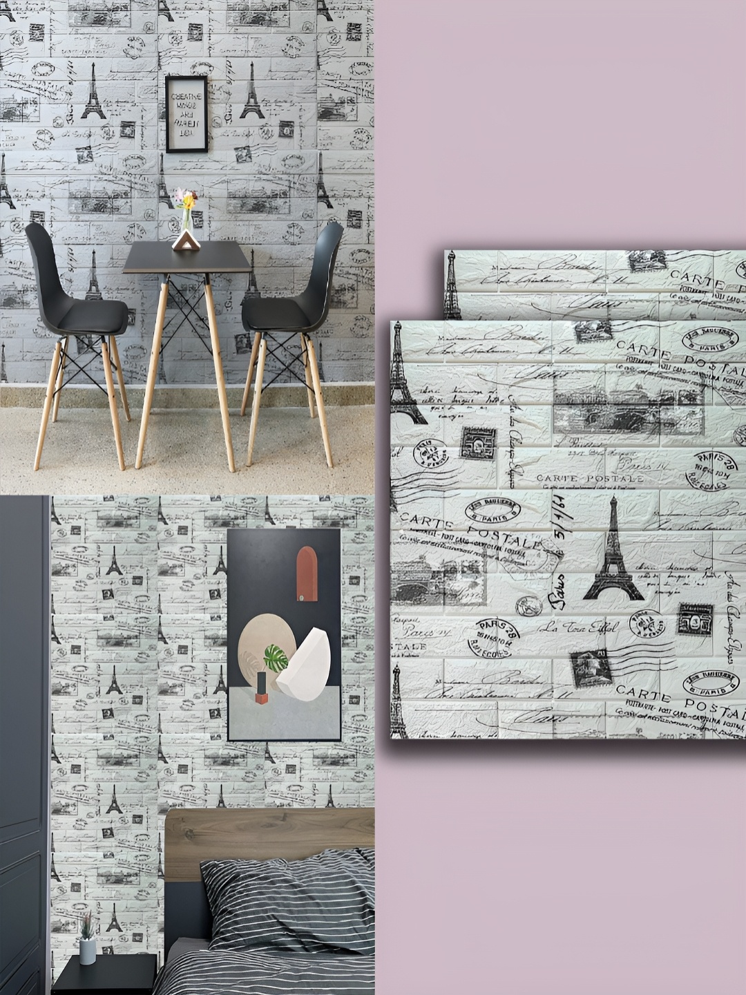 

Lukzer 2-Pcs Grey & Black Printed Self-Adhesive Wall Panels