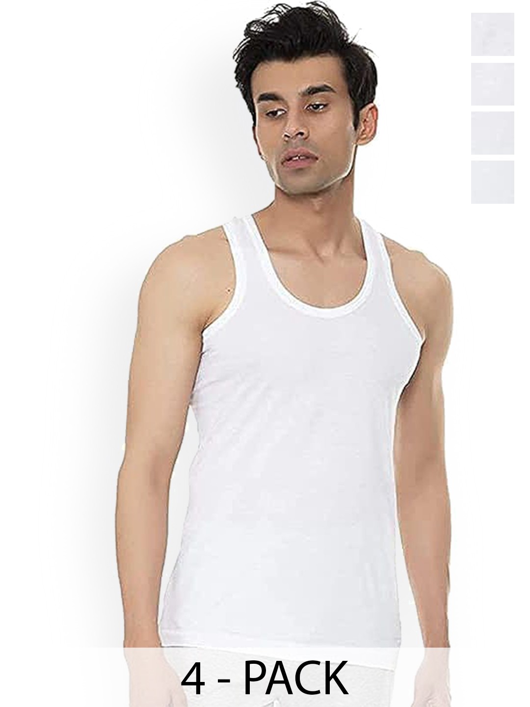 

AMUL COMFY Pack of 4 Cotton Sleeveless Innerwear Vests Comfy-White-RN-4-100