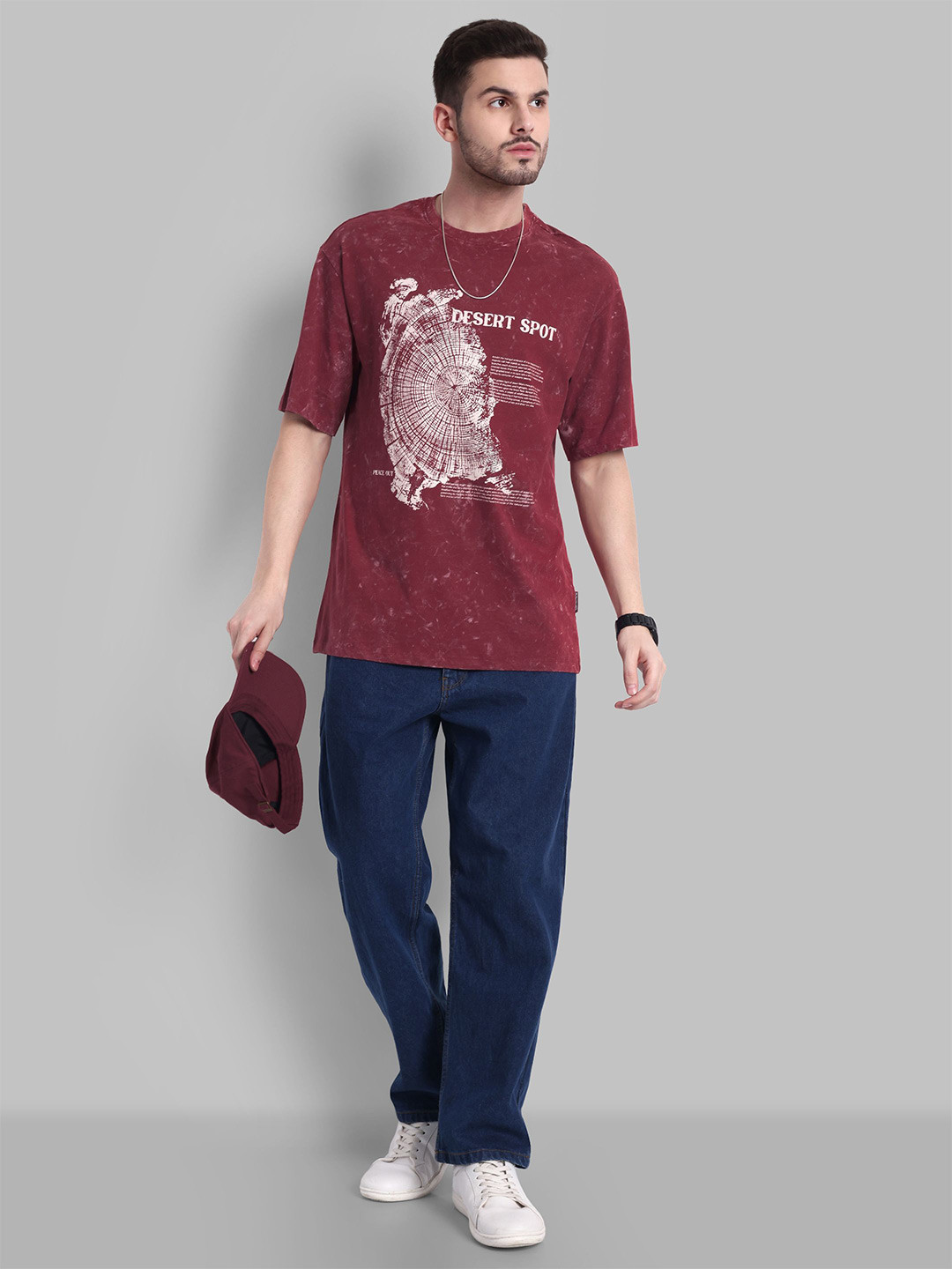 

The Roadster Lifestyle Co. Printed Pure Cotton Relaxed-Fit T-Shirt, Red