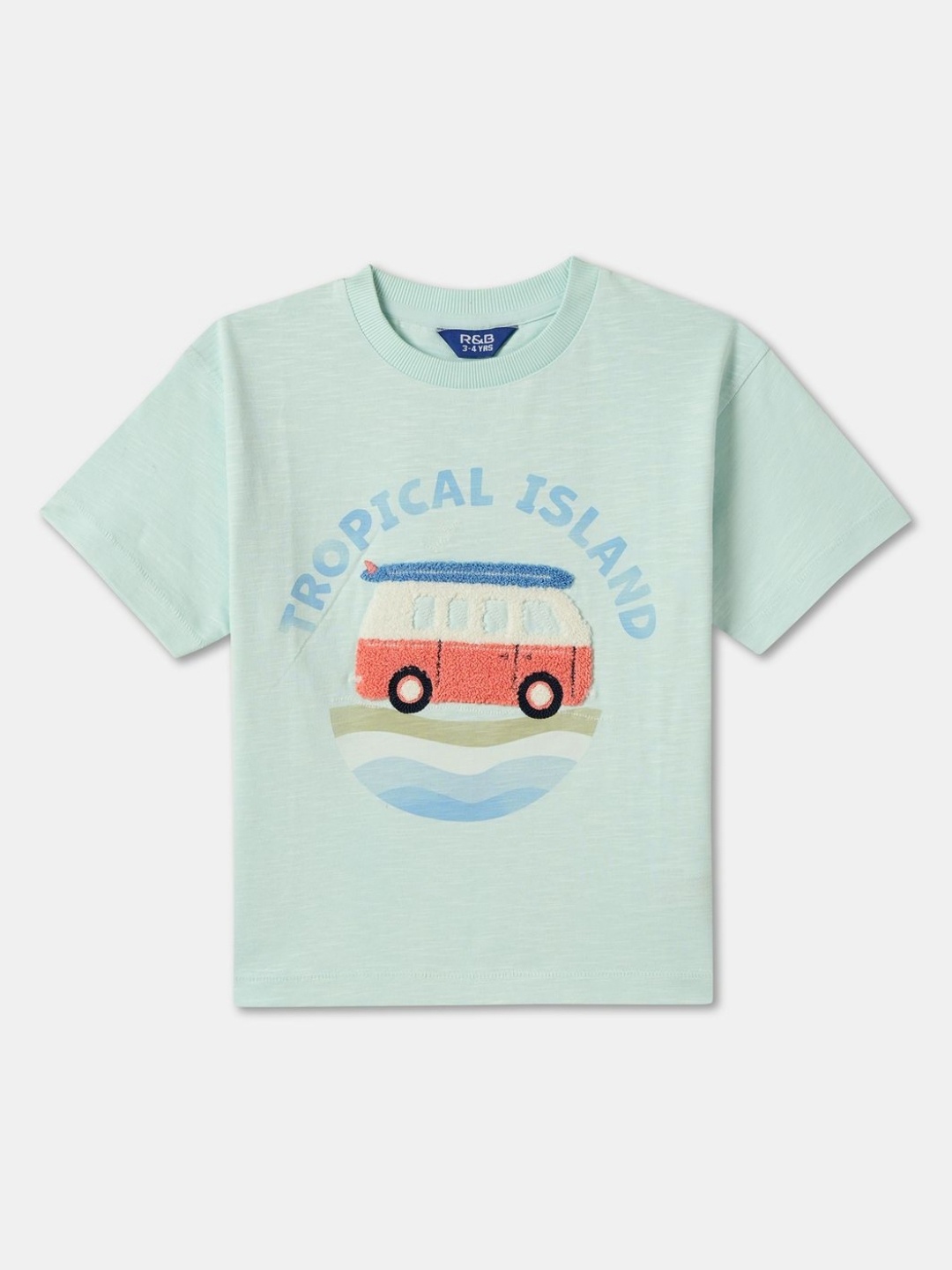 

R&B Boys Typography Printed Applique T-shirt, Blue