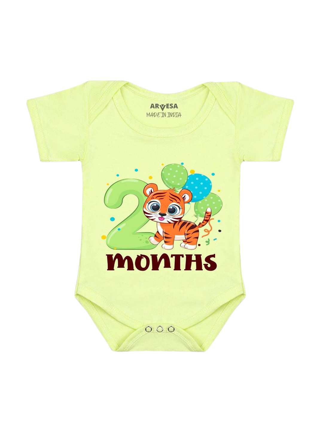 

Arvesa Infants Monthly Milestone Printed Envelope Neck Bodysuit, Yellow