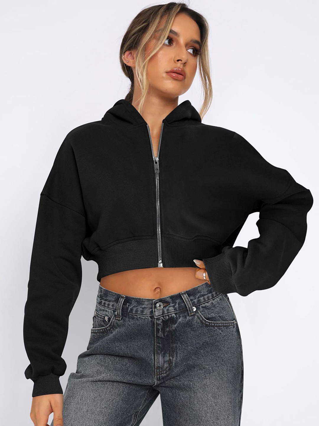 

StyleCast x Revolte Women Lightweight Crop Open Front Jacket, Black