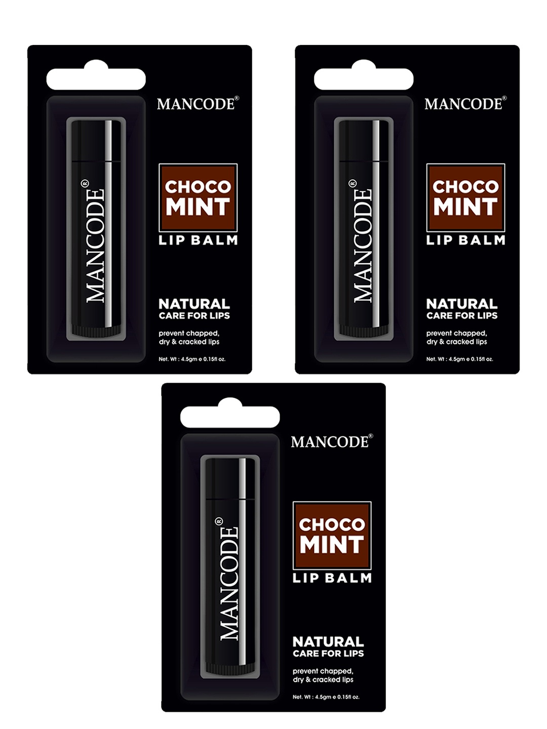 

MANCODE Men Set of 3 Choco Mint Lip Balm For Lip Moisturizer- 4.5 g Each, Black