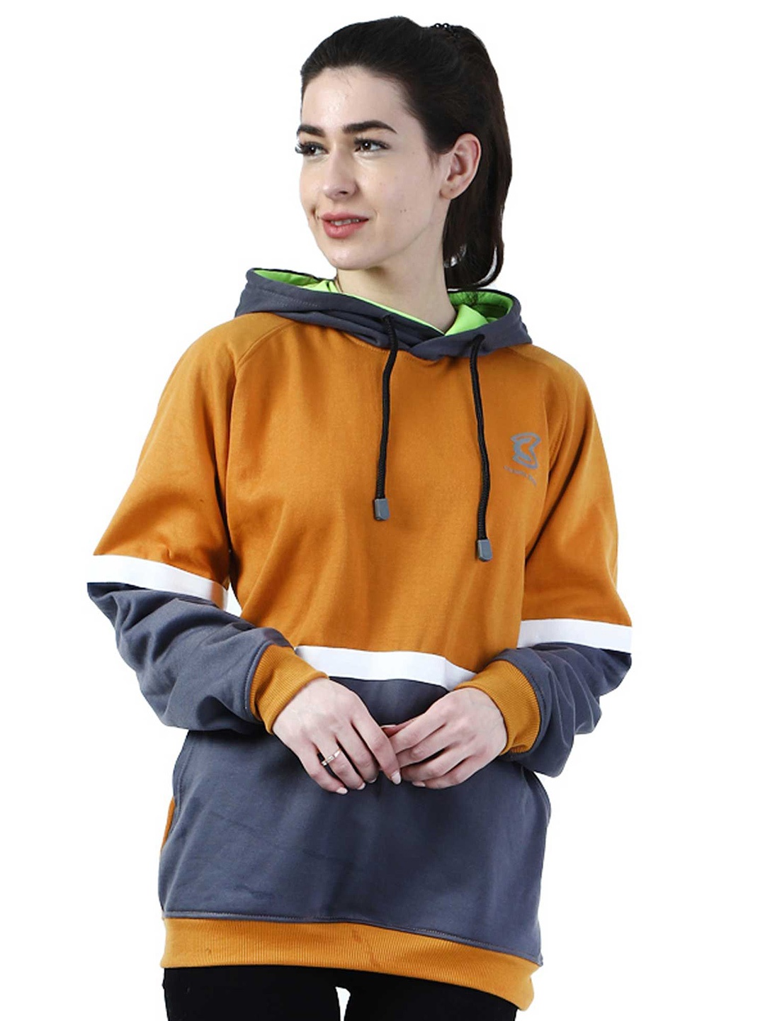 

Chanda Khuba Women Hooded Sweatshirt, Mustard