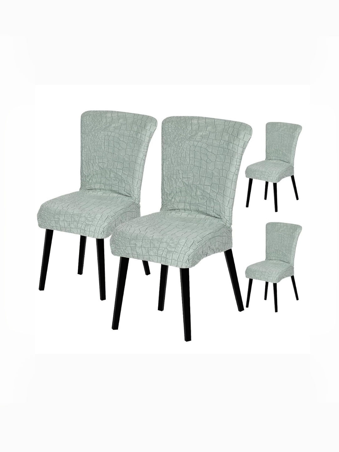 

HOUSE OF QUIRK Green 4 Pieces Textured Removable & Washable Chair Covers