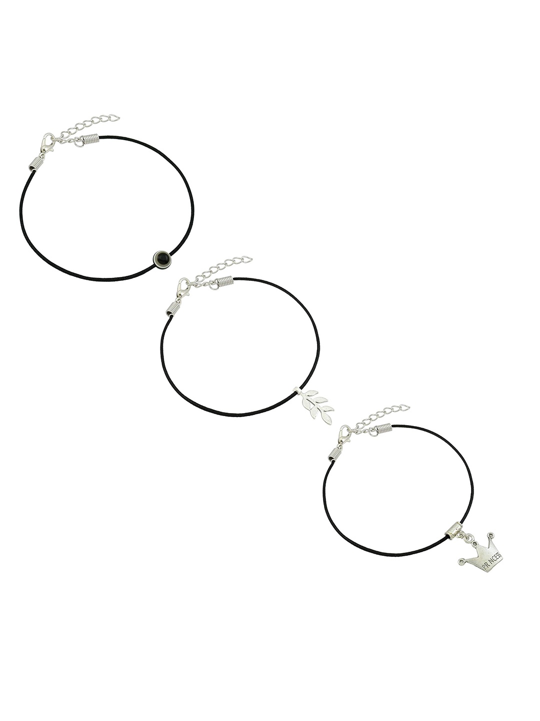 

HIGH TRENDZ Women Set of 3 Anklets, Black