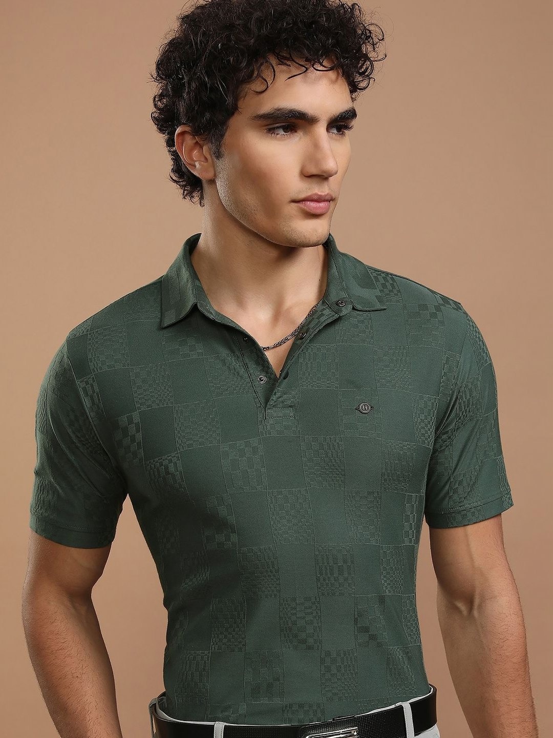 

HIGHLANDER Men Printed Polo Collar T-shirt, Green