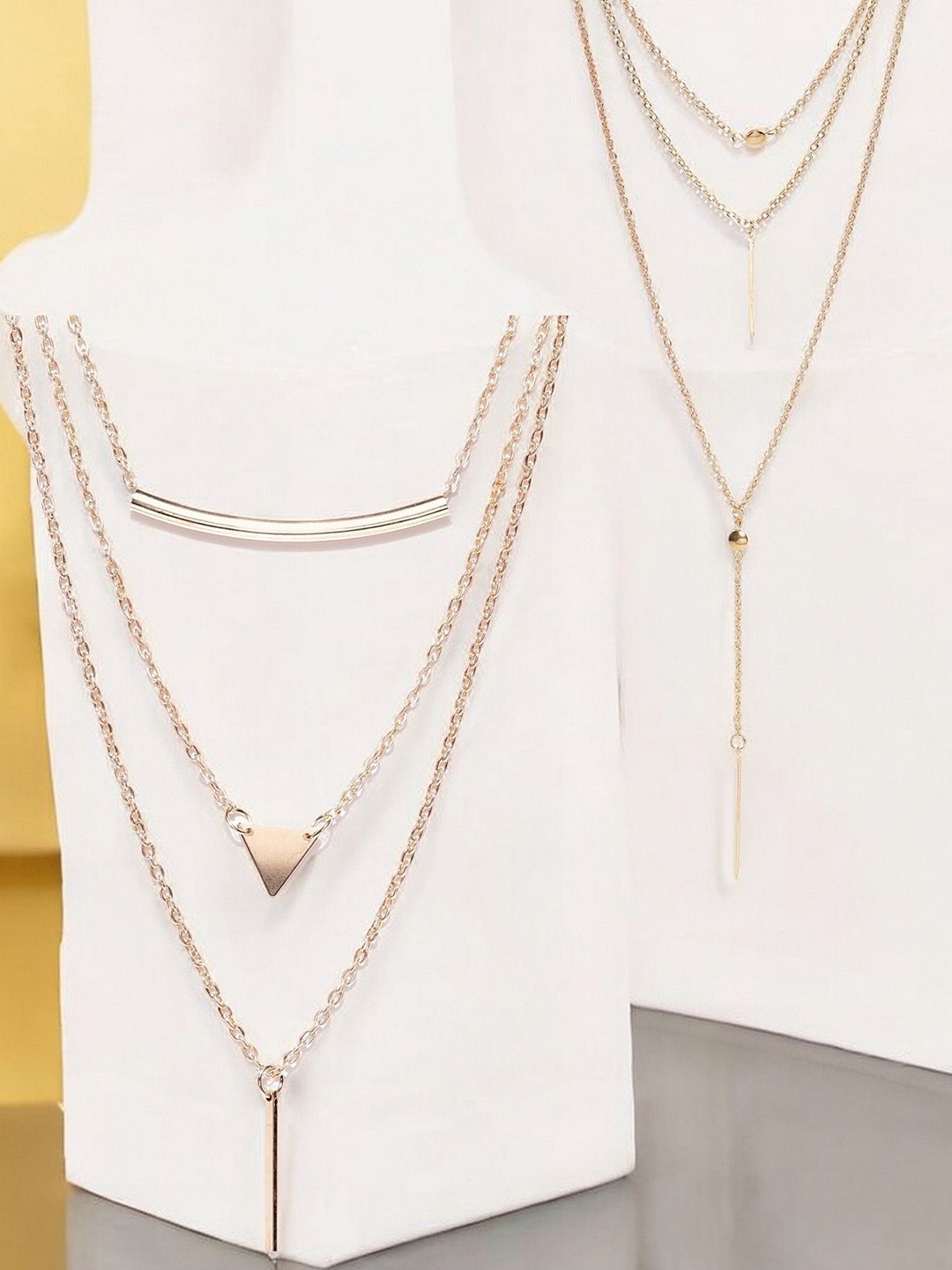 

DressBerry Set Of 2 Gold-Plated Multi Layered Necklace