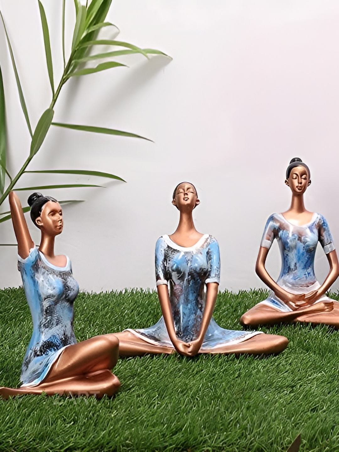 

Zart Brown & Blue 3 Pieces Textured Yoga Lady Showpiece