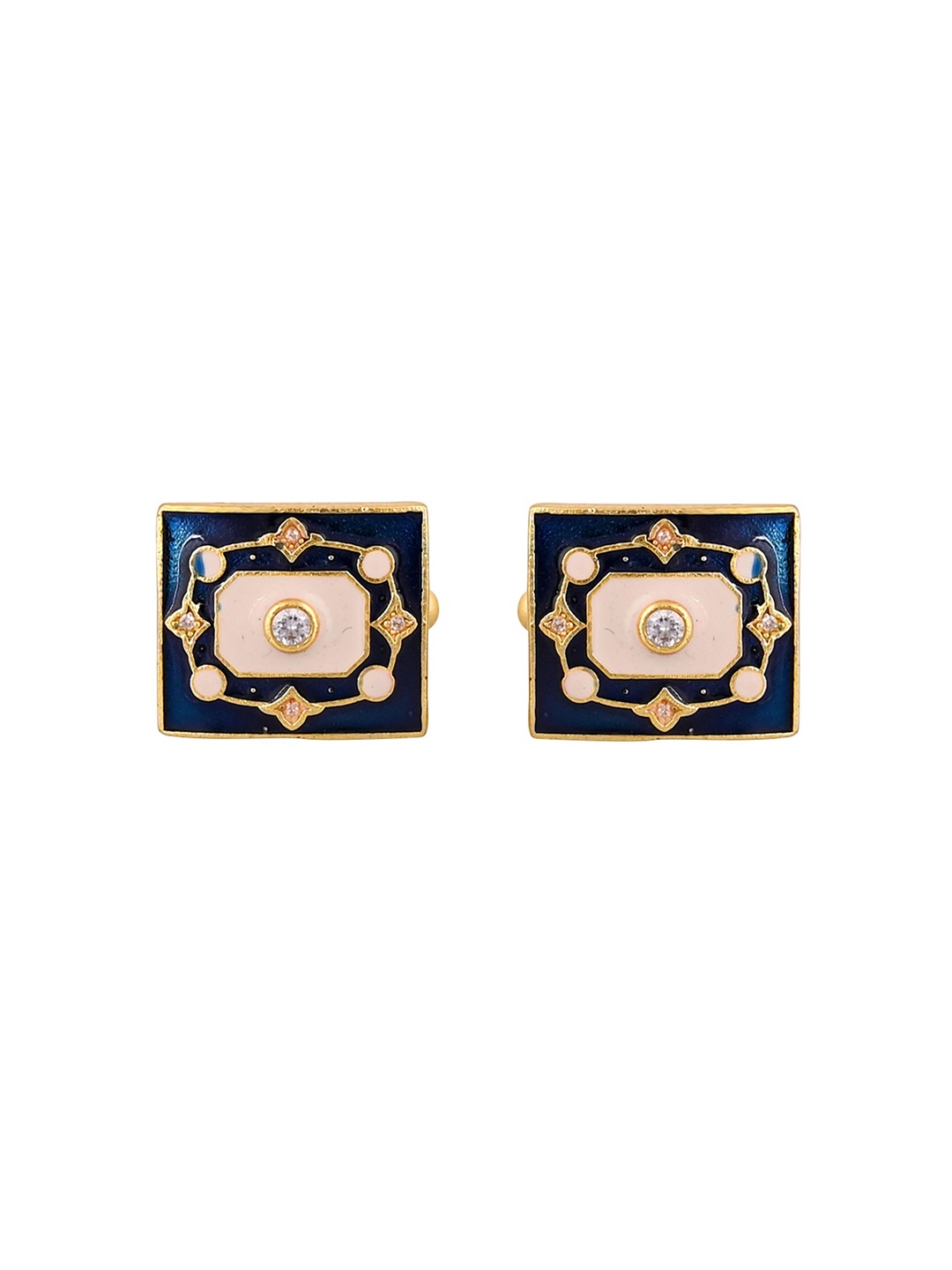 

House of Pataudi Gold-Plated Rectangle Shaped Cufflinks