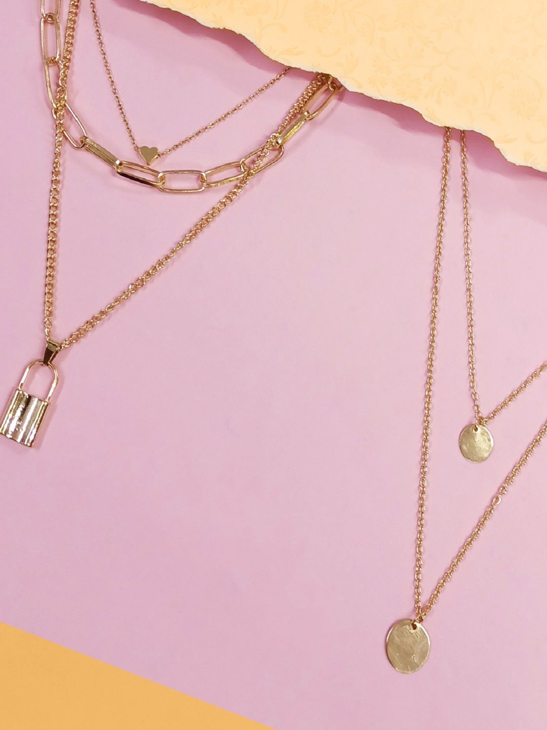 

DressBerry Set Of 2 Layered Necklace, Gold