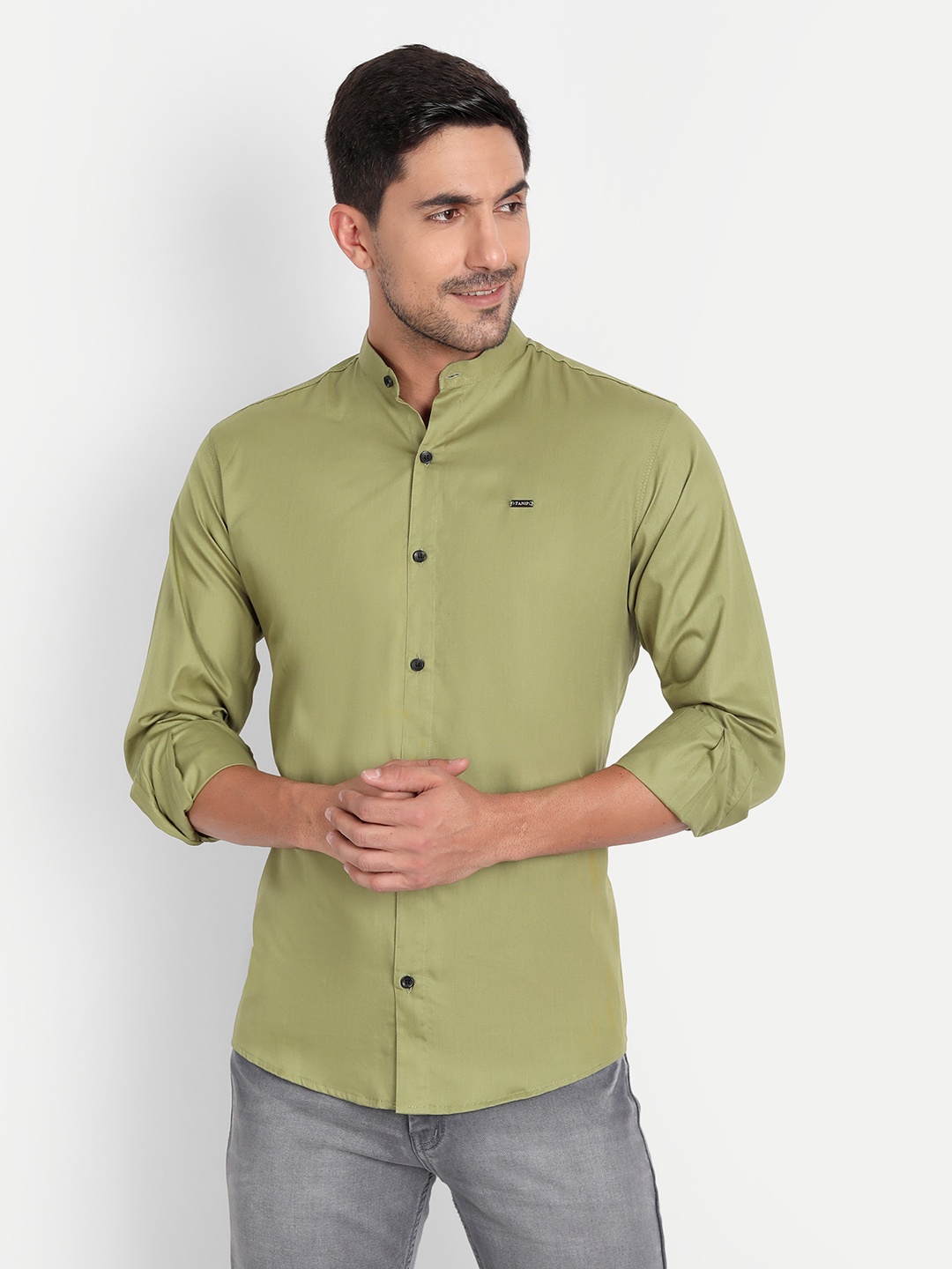 

Tanip Men Comfort Sheer Casual Shirt, Green