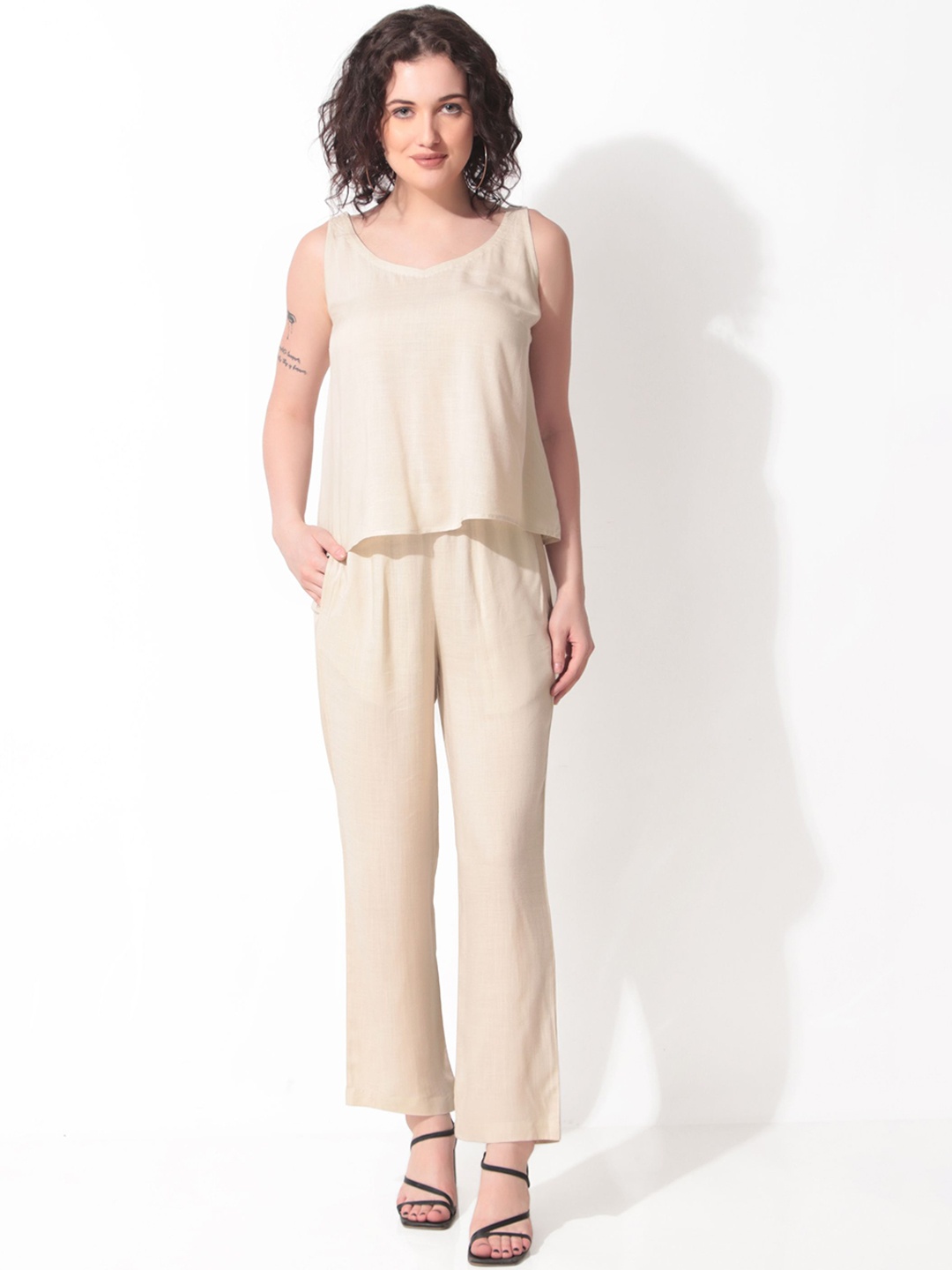 

Seryeon Top With Trouser Co-Ords, Beige