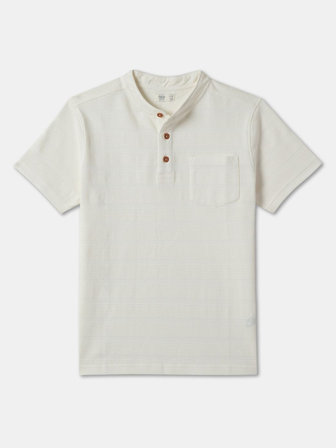 

R&B Boys Mandarin Collar Pockets T-shirt, White