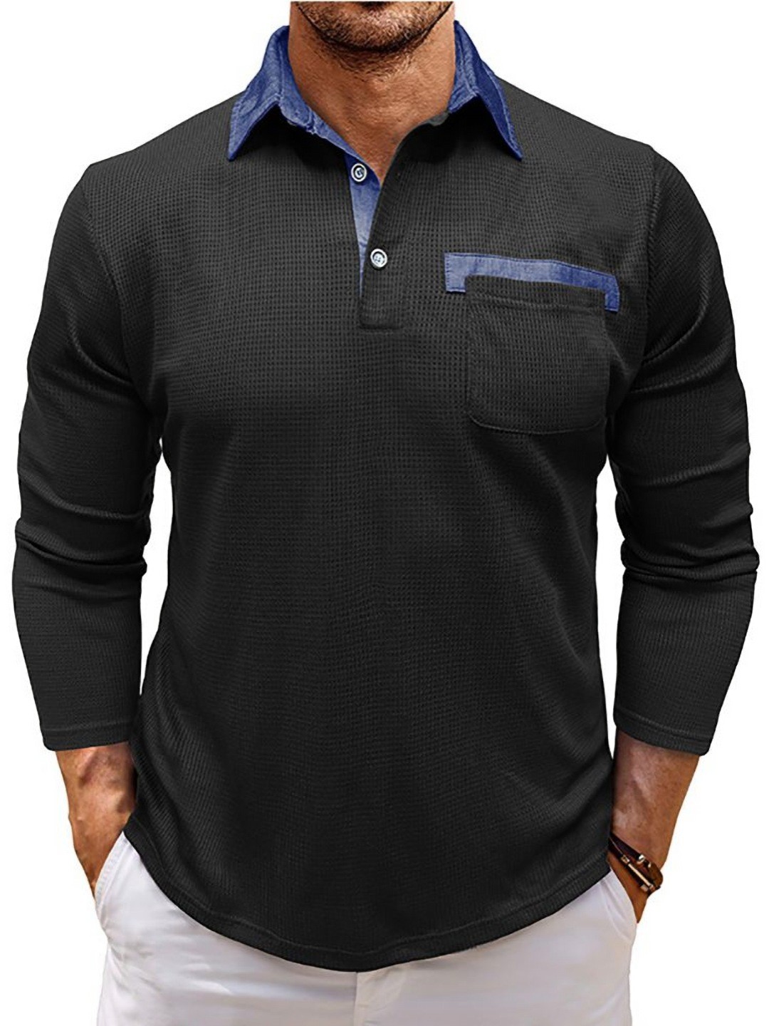 

StyleCast x Revolte Men Polo Collar T-shirt, Black