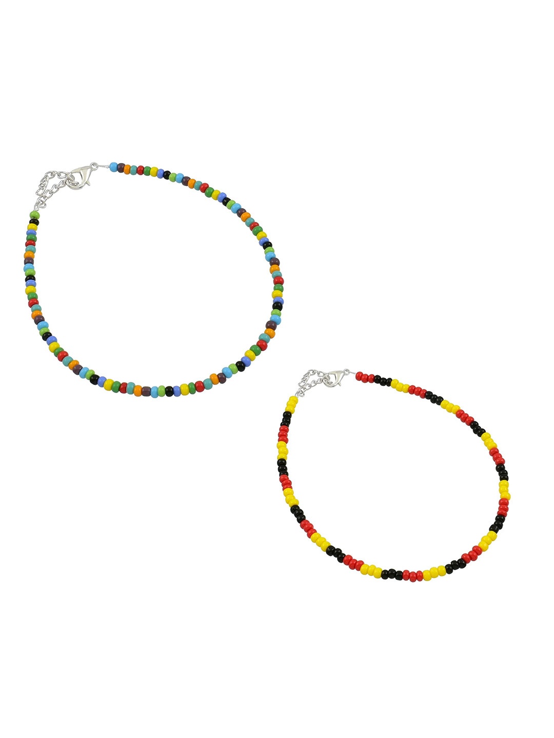 

HIGH TRENDZ Women Set of 2 Anklets, Black