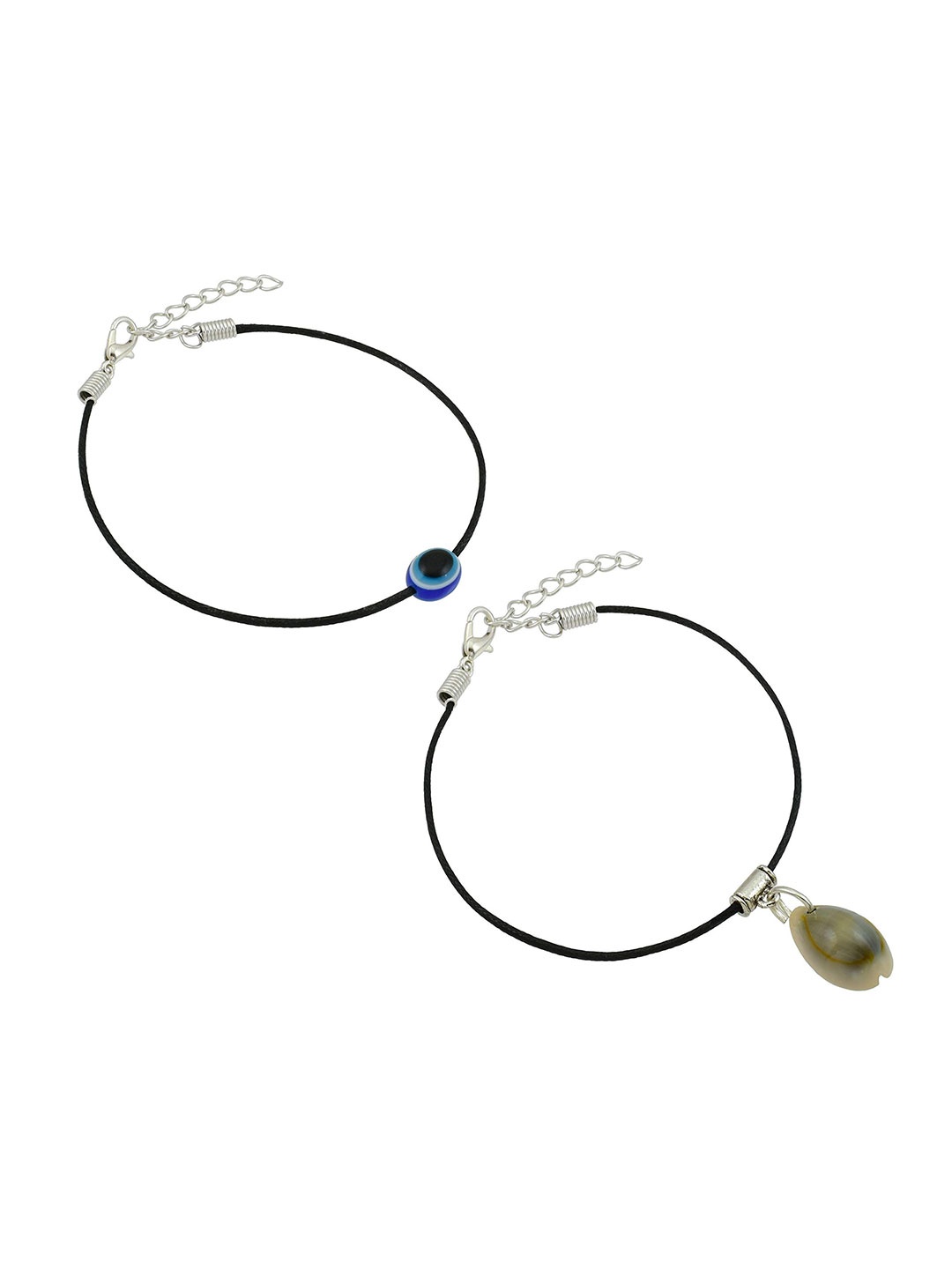 

HIGH TRENDZ Women Set of 2 Anklets, Black