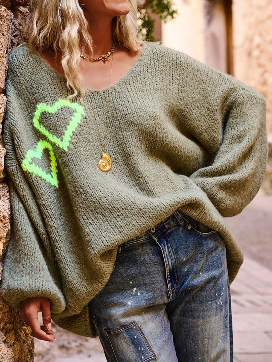 

StyleCast x Revolte Women Ribbed Pullover, Green
