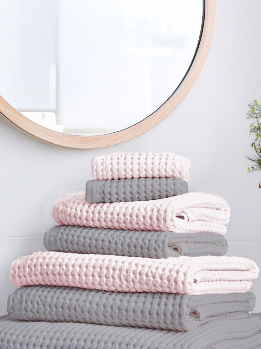 

URBAN SPACE Grey & Pink Cotton 150 GSM Towel Set