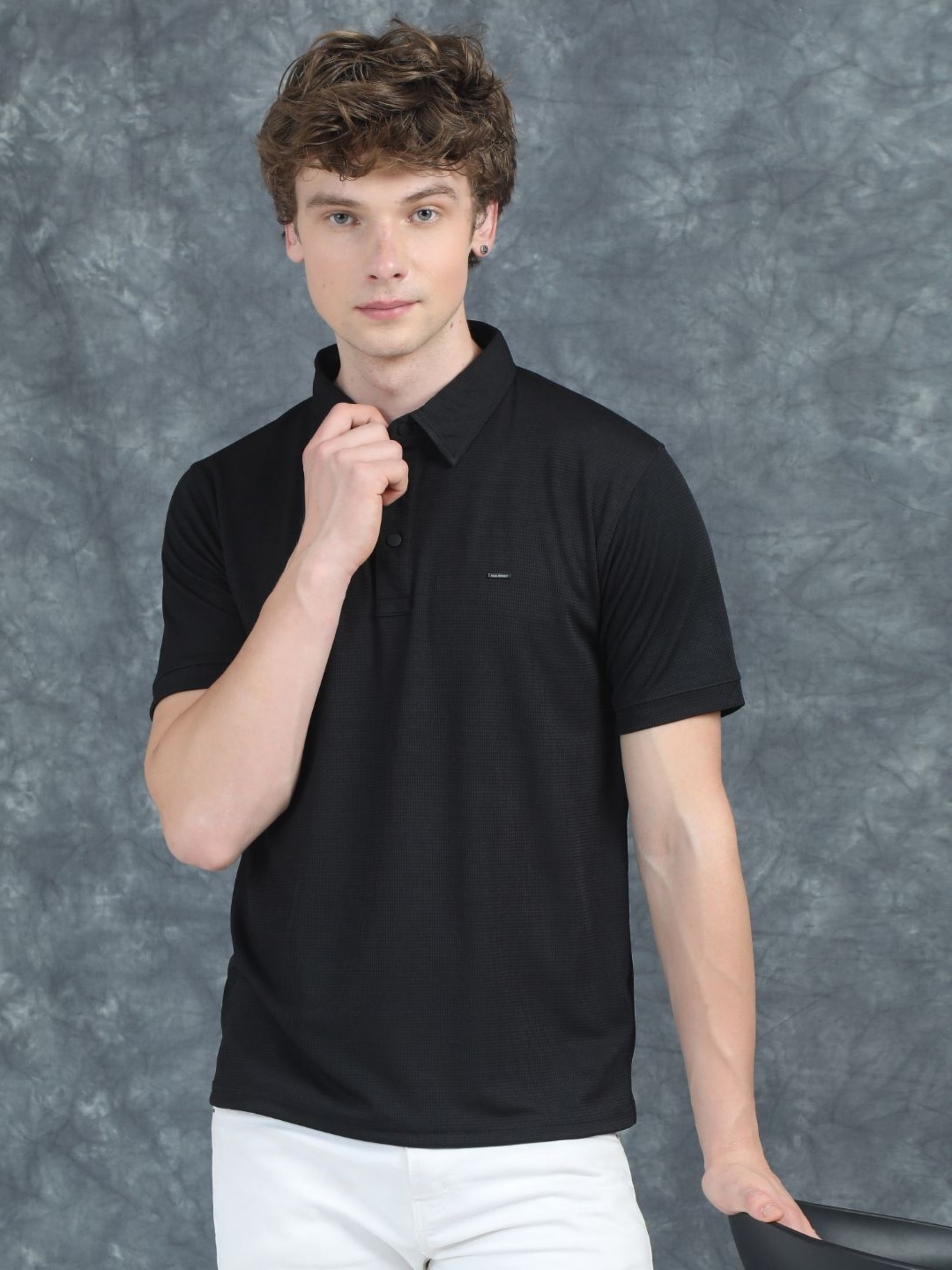 

PAUL STREET Men Polo Collar Slim Fit T-shirt, Black