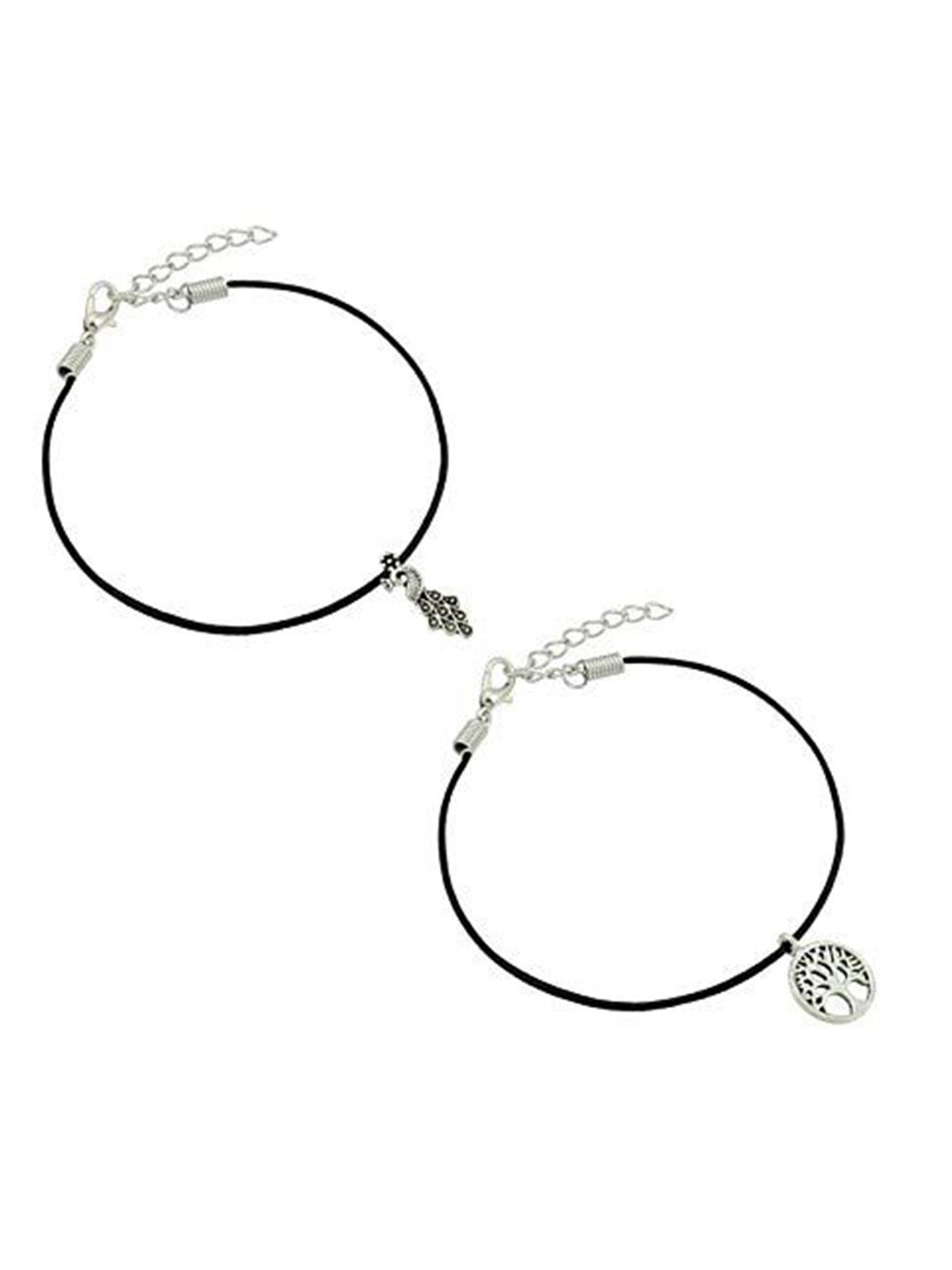 

HIGH TRENDZ Women Set of 2 Anklets, Black