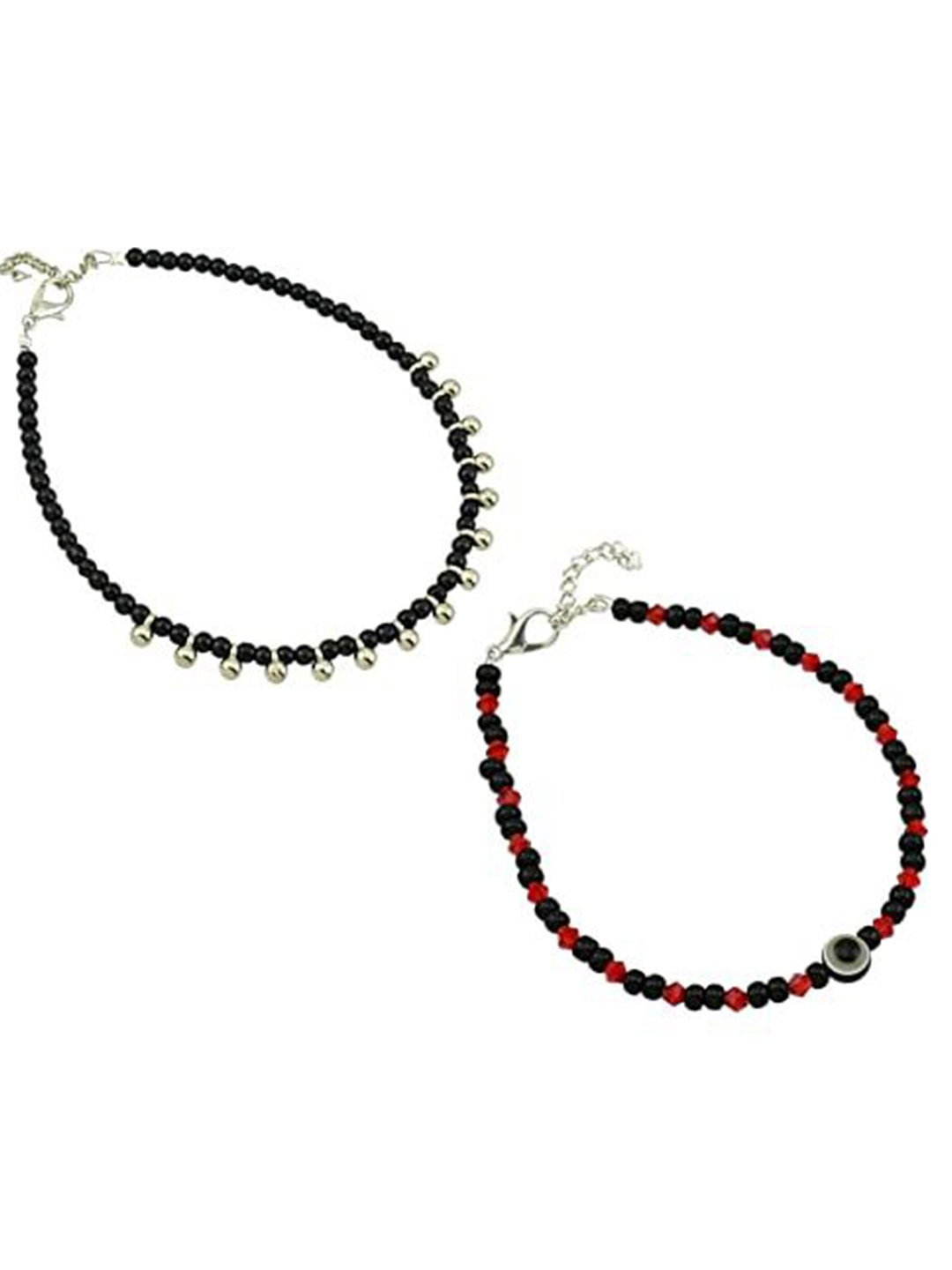 

HIGH TRENDZ Women Set of 2 Anklets, Black