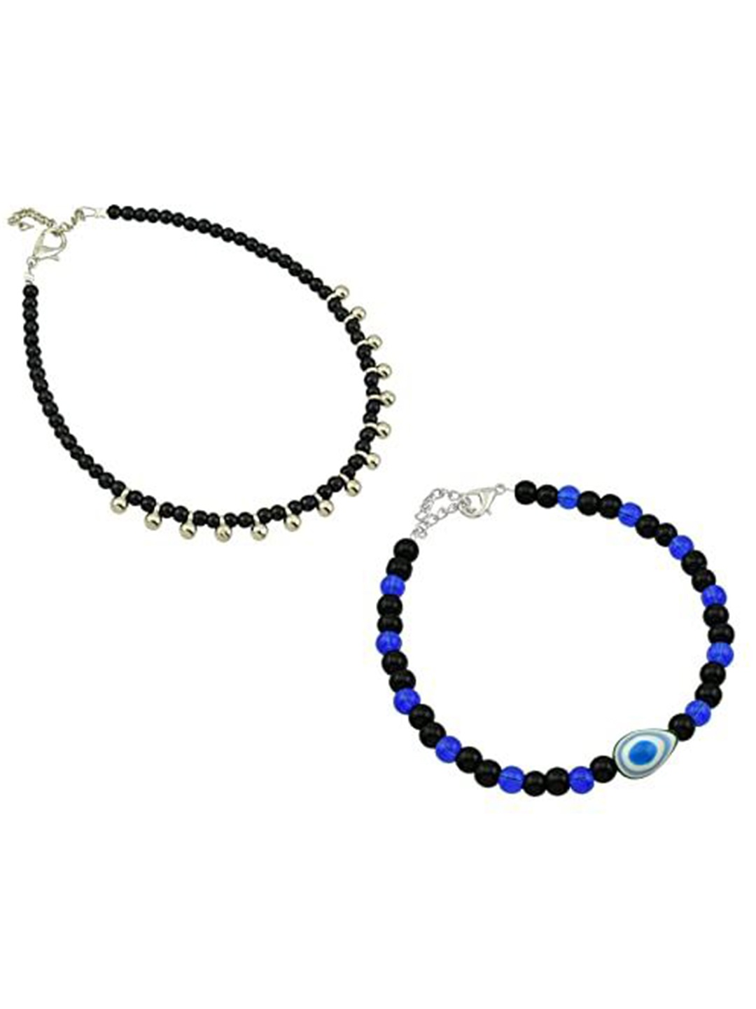 

HIGH TRENDZ Women Set of 2 Anklets, Black