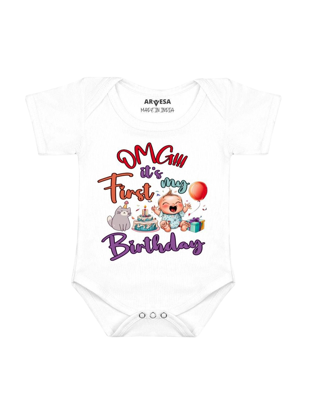 

Arvesa Infants Printed Bodysuit, White