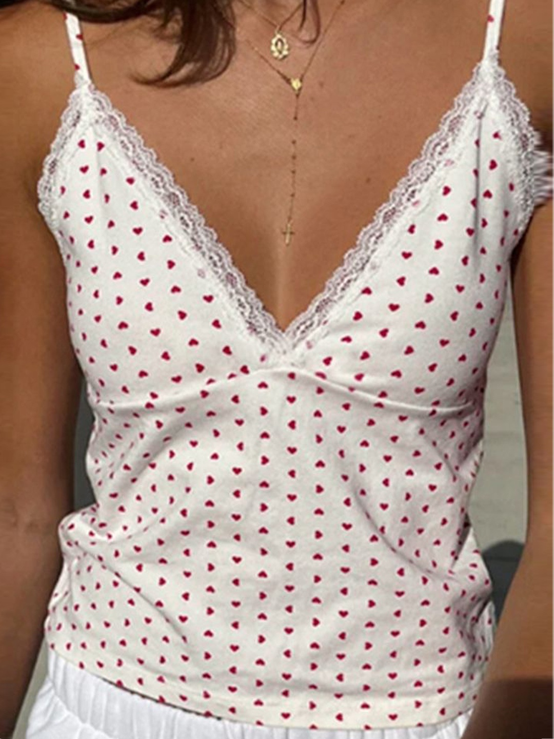 

LULU & SKY Polka Dot Print Top, White