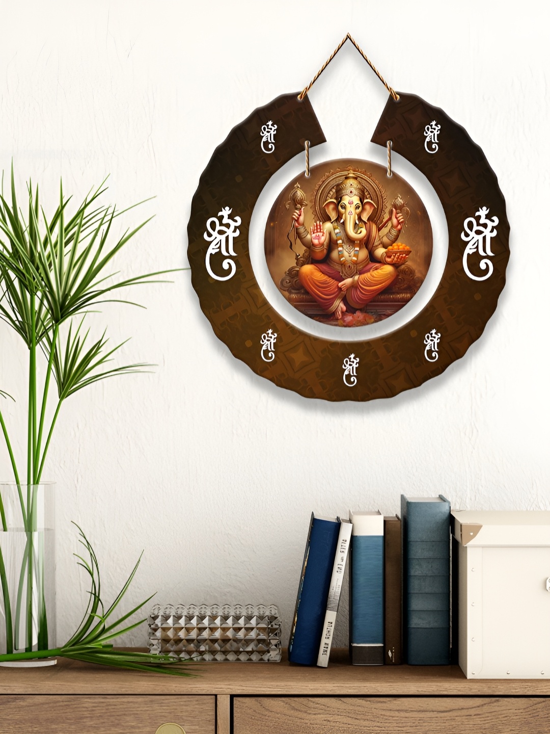 

ArtVibes Brown & White Printed Wooden Wall Hanging