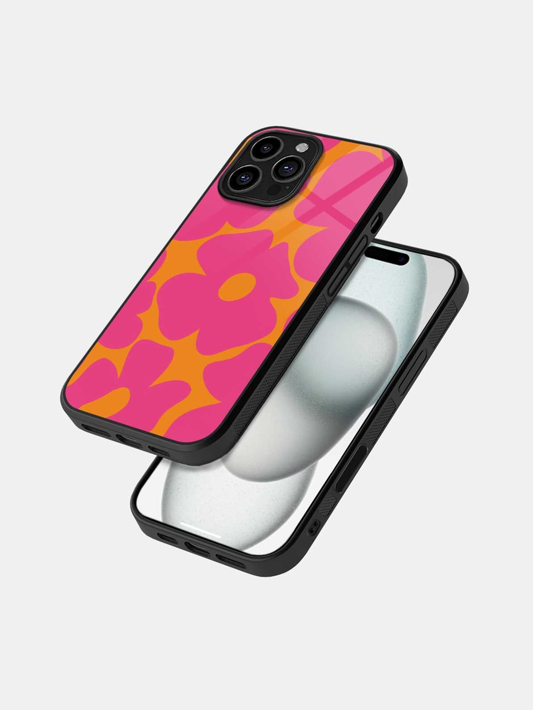 

macmerise Floral Printed iPhone 16 Pro Bumper Case Mobile Accessories, Black
