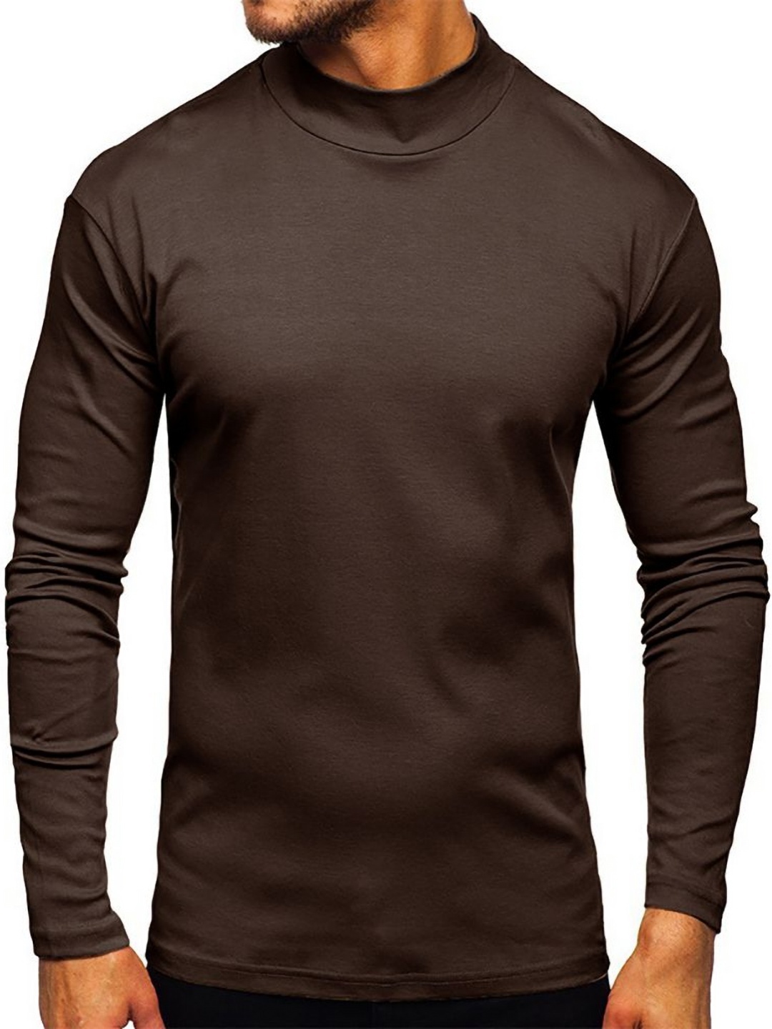 

StyleCast x Revolte Men High Neck T-shirt, Coffee brown