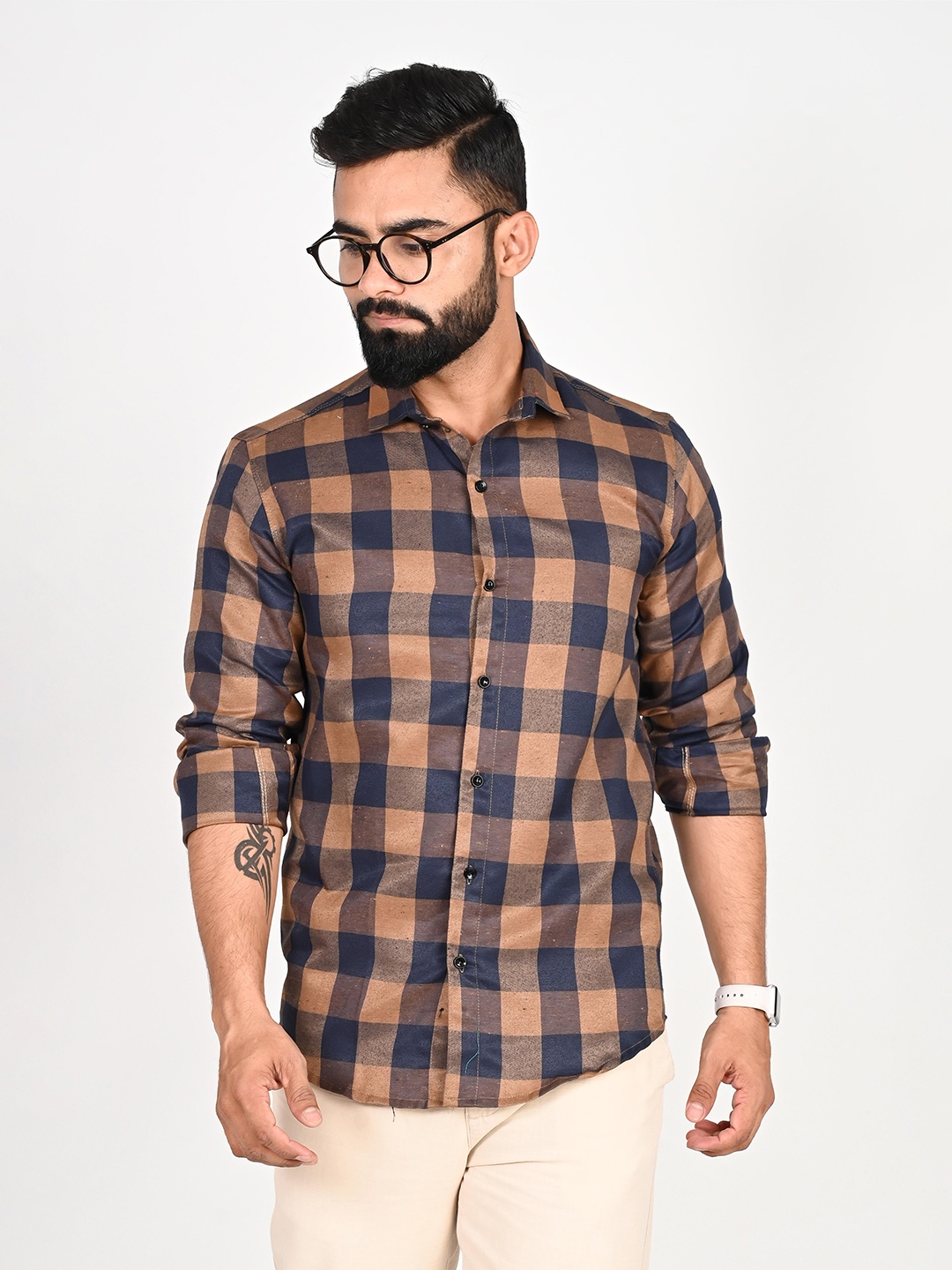 

Tanip Men Comfort Sheer Checked Casual Shirt, Pink