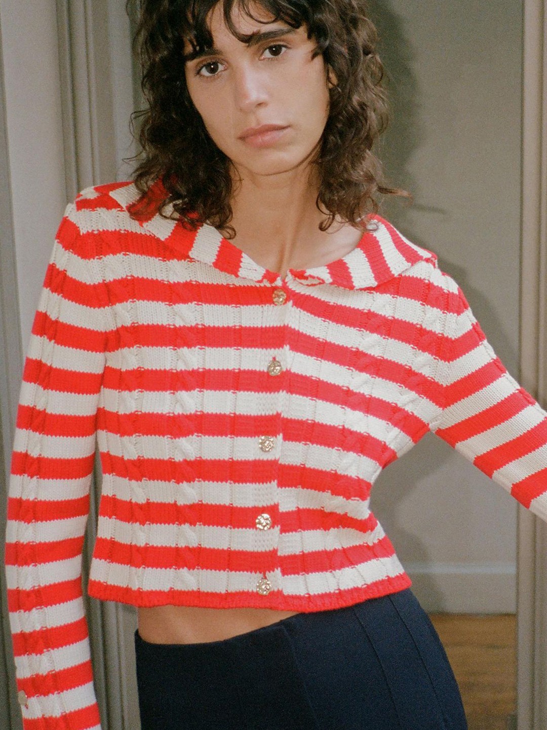

LULU & SKY Women Striped Cardigan, Pink