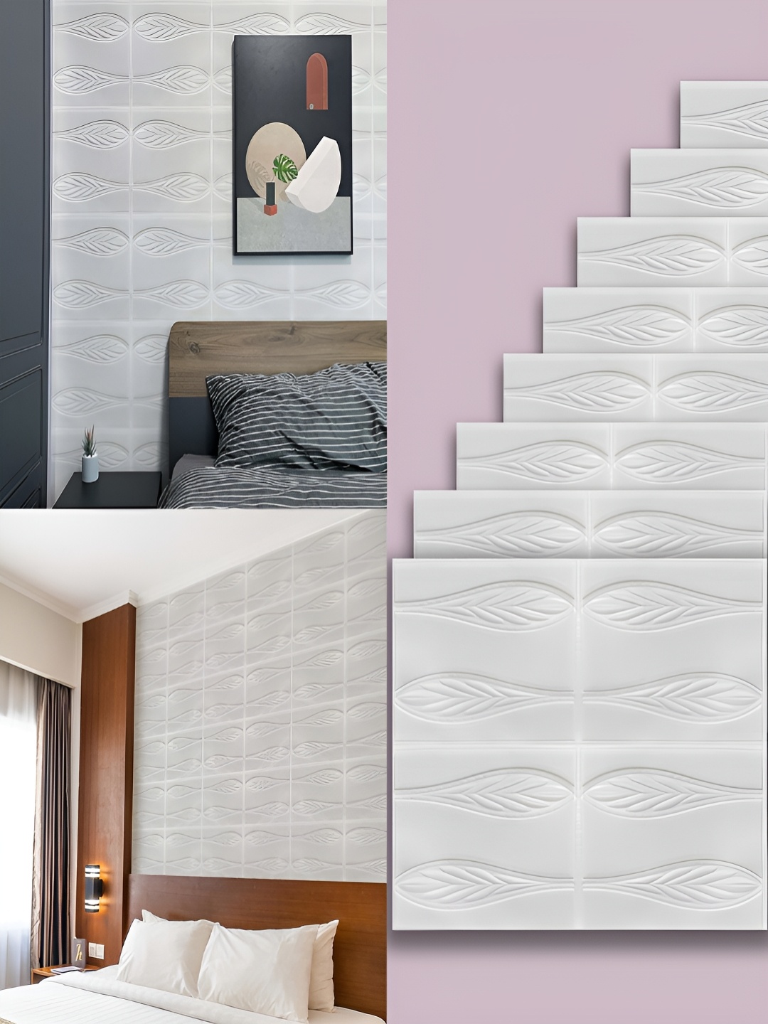 

Lukzer 8-Pcs White Self-Adhesive Wall Panels