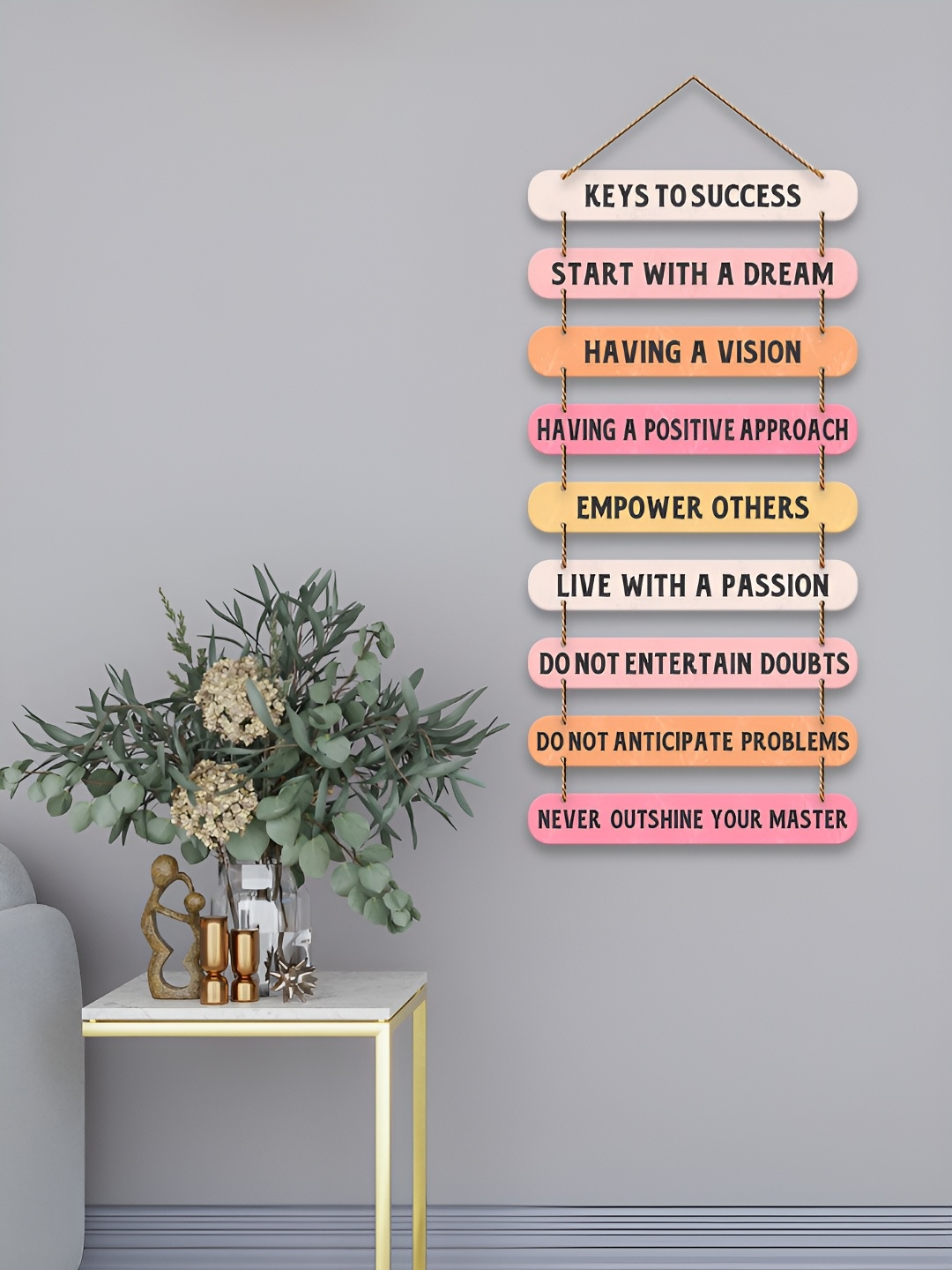 

ArtVibes Pink & White Printed Wooden Wall Hangings