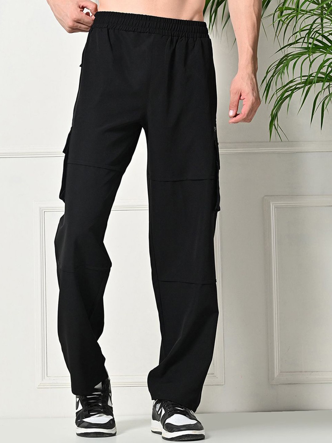 

FITINC Men Relaxed-Fit Track Pants, Black