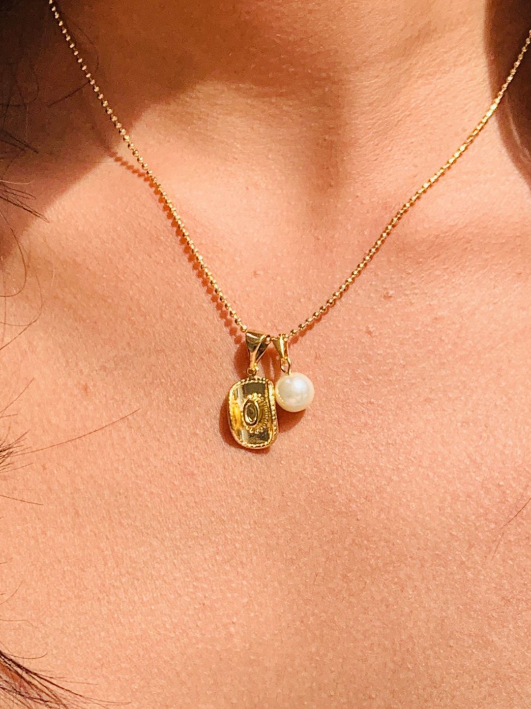 

Just Lil Things Beaded Pendant With Chain, Gold