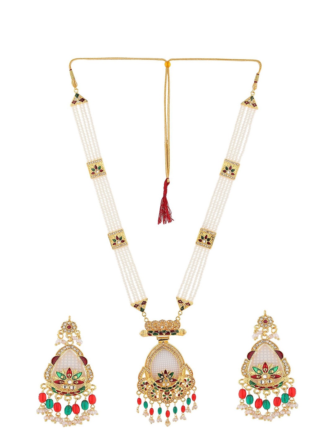 

Rhosyn Women Gold-Plated Stone-Studded & Beaded Jewellery Set, White