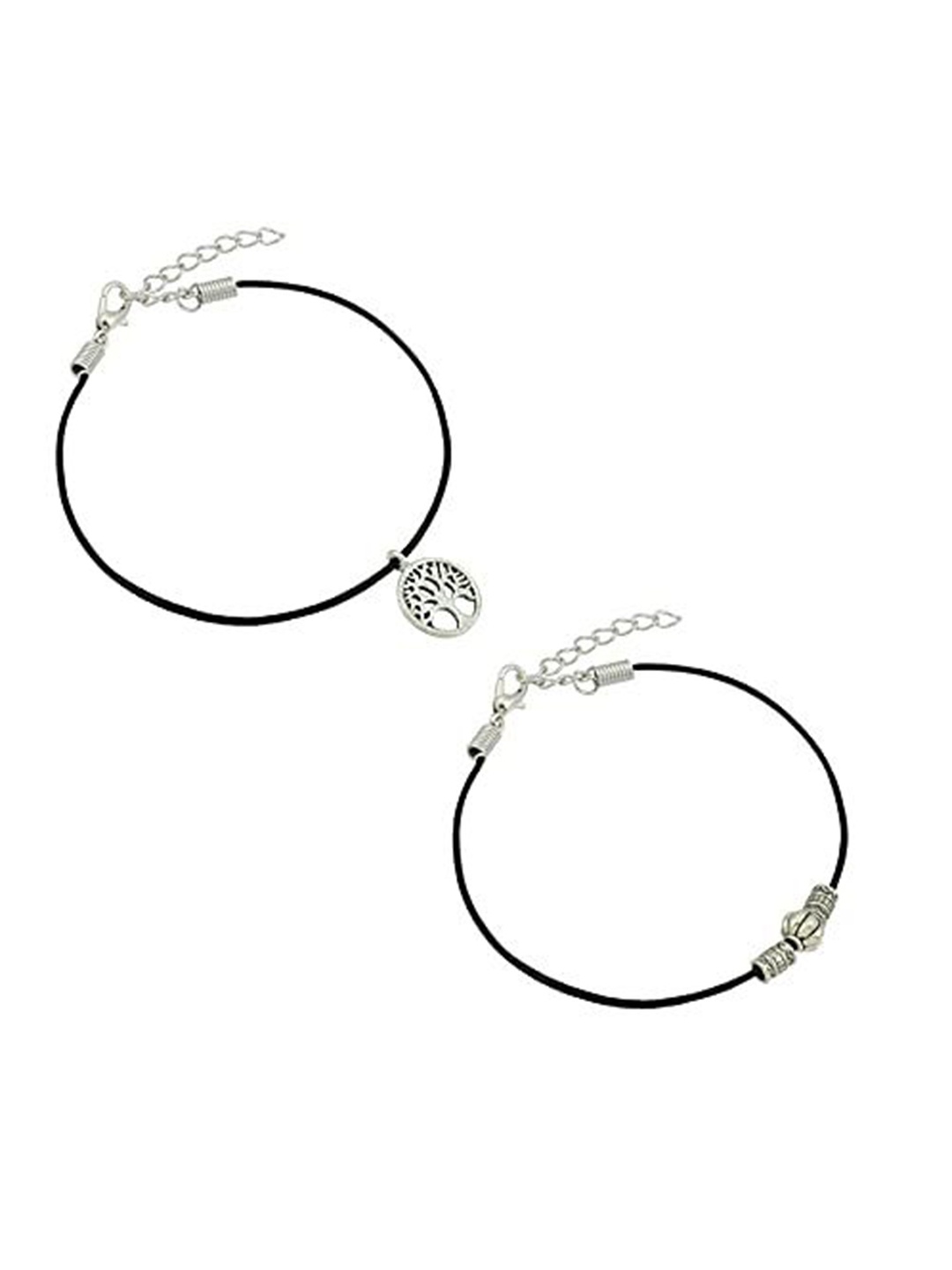 

HIGH TRENDZ Women Set of 2 Anklets, Black